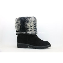 Fashion Warm Fur Low Heel Women Leather Boots